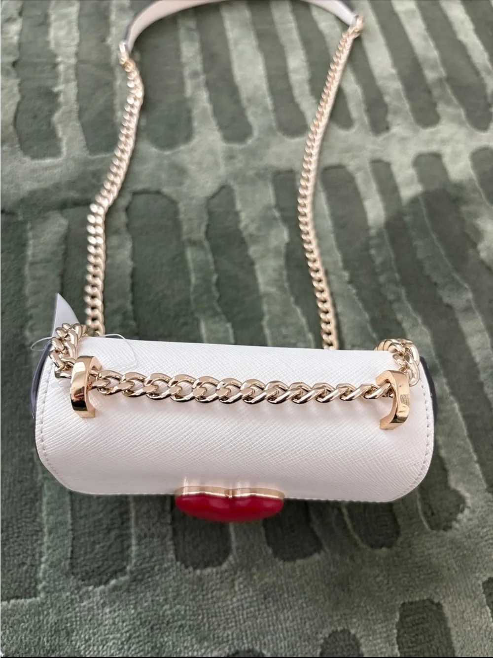 kate spade Cream Shoulder Bag with Red Heart Clasp